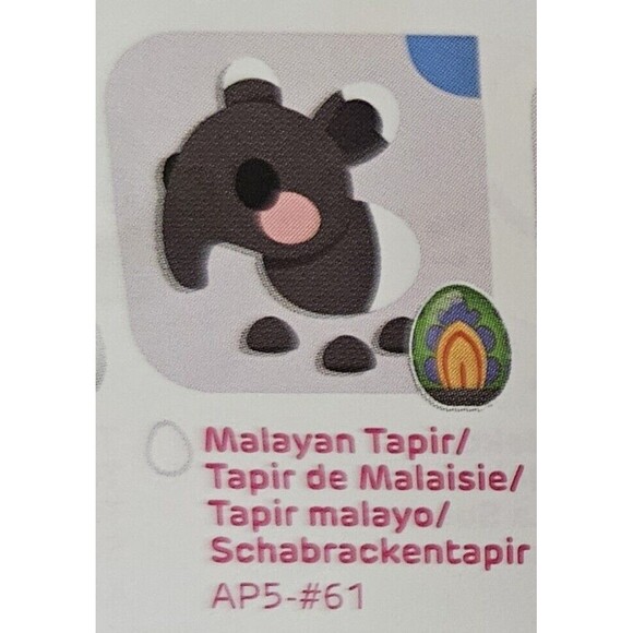 2024 Adopt Me! 5" Surprise Plush Pets Series 4 Common Malayan Tapir Plush - Picture 10 of 10